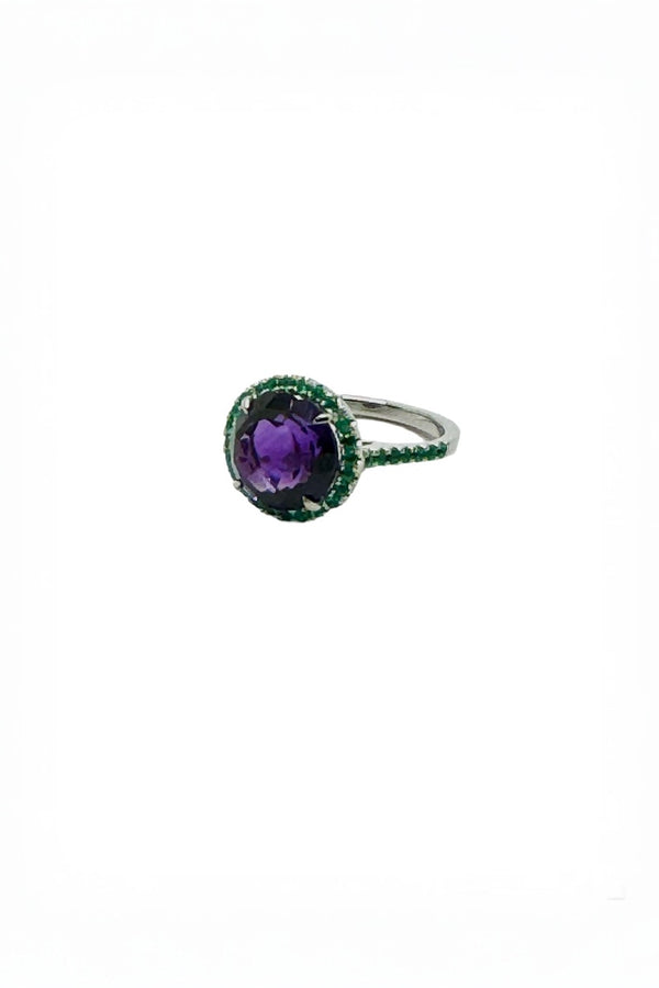 Amethyst and Emeralds Roma Ring