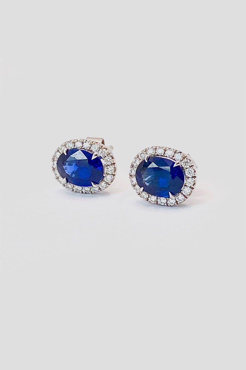 Sapphire Halo Studs